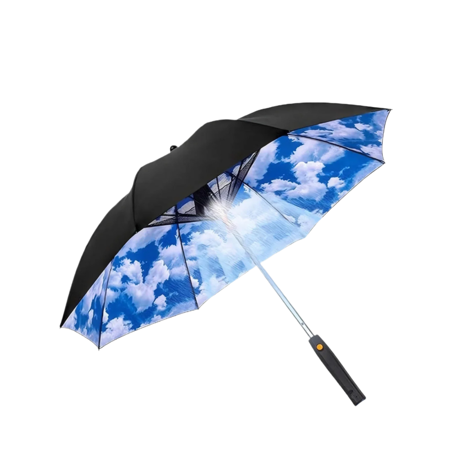 Portable Umbrella for Outdoor Protection | Waterproof Materials 3-In-1 Umbrella with Fan and Sprayer Blue and White Cloud